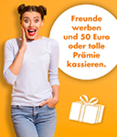 Frau mit Geschenken, Freunde werben, Copyright: deagreez - stock.adobe.com